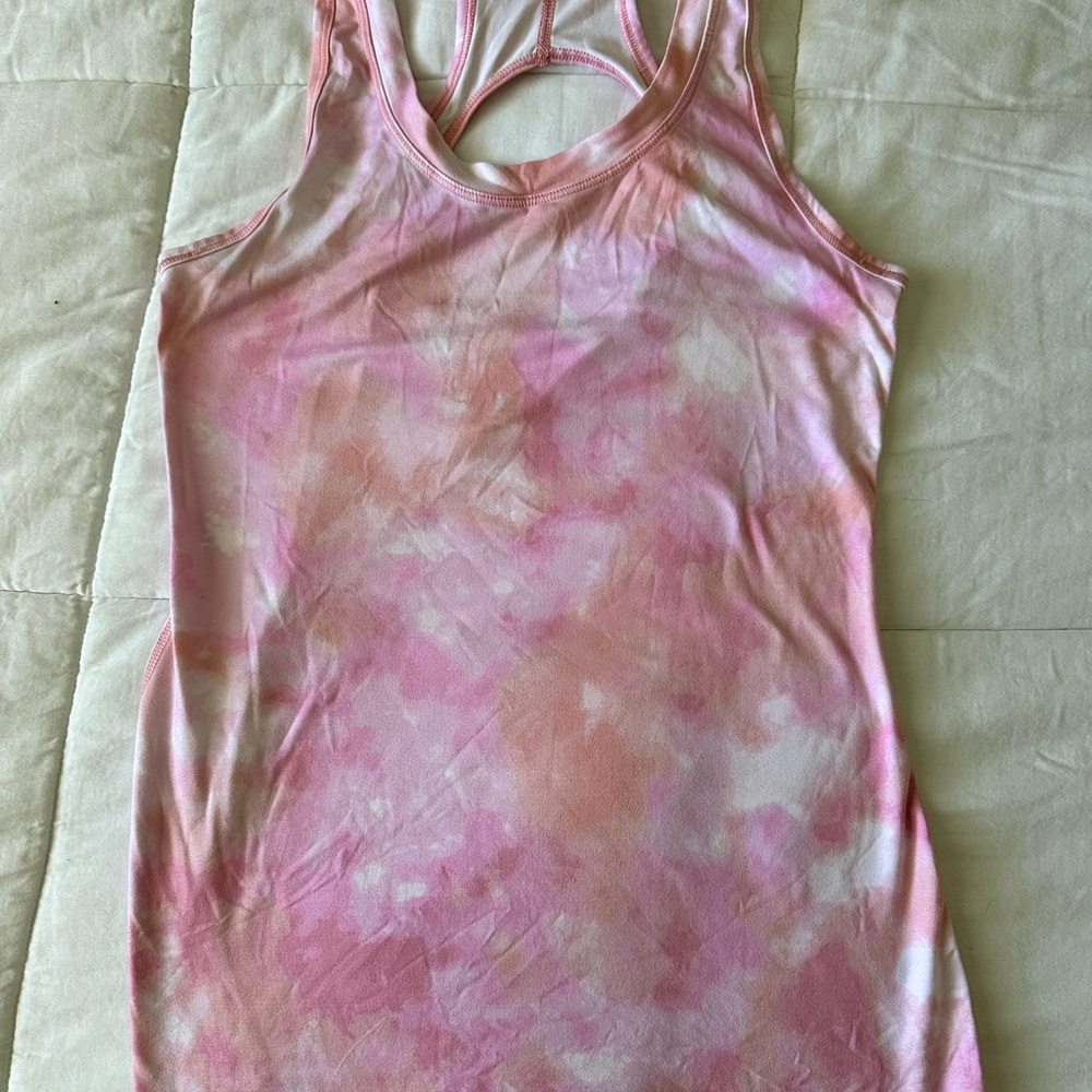 Athleta Pink and White Tie-Dye Tank Top